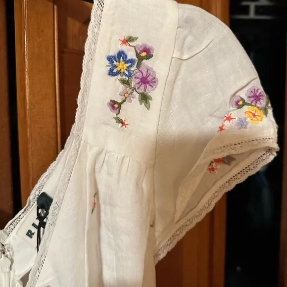 Anthropologie Cream Floral Embroidered Dress - Picture 12 of 16